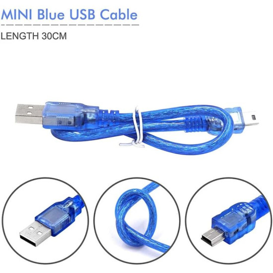 Mini USB 2.0 Male to Mini-B cable (30 CMs) for Arduino NANO/FTDI Module/External HDDS/Camera/Card Readers