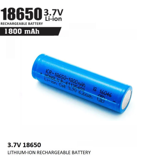3.7Volt 1800mAh 18650 Li-ion Rechargeable Battery (Flat Top) - 1Piece