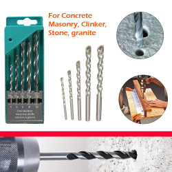 Masonry Drill Bit Set for Concrete and Brick Wall Drilling - Pack of 5  Masonry Drill Bit Set for Concrete and Brick Wall Drilling - Pack of 5