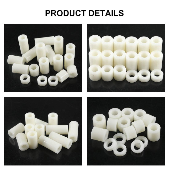 Cylindrical Plastic Spacer Height 6mm Non‑Threaded Female‑to‑Female 