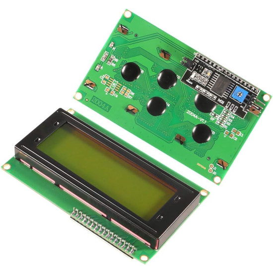 LCD 20×4 Alphanumeric Display with soldered I²C/IIC interface – Green Backlight