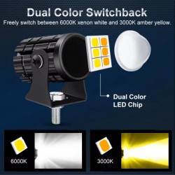 BAOBAO BB1284 LED Spotlight Lens Dual Color Fog Light For Motorcycle BAOBAO BB1284 LED Spotlight Lens Dual Color Fog Light For Motorcycle