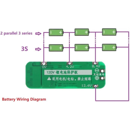 Battery Charging Module 3S BMS 20A Protection Board 12.6V
