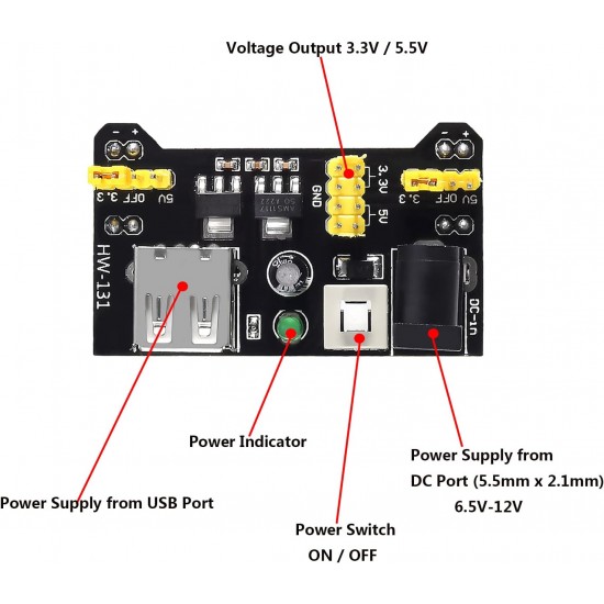 Power Supply Module (3.3V/5V) MB102 Breadboard Power Supply Module (3.3V/5V) MB102 Breadboard