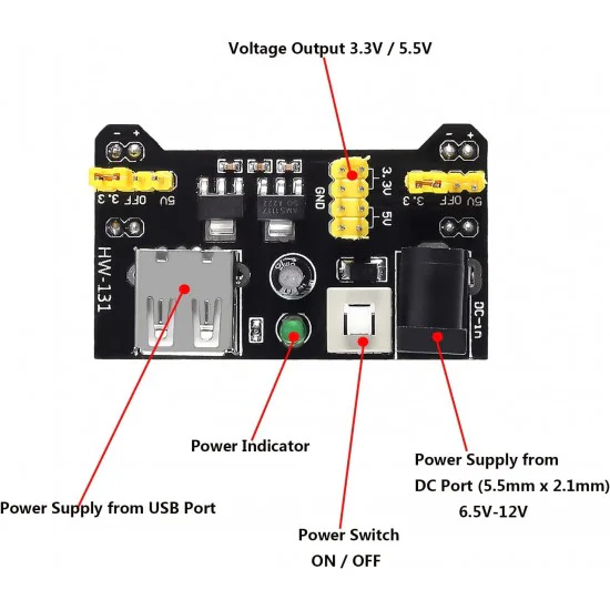 Breadboard Power Supply Module 3.3V/5V