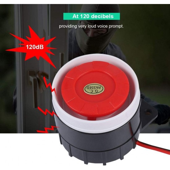 Siren DC 12V Mini Red Wired Horn – 120dB Home Security Alarm Siren DC 12V Mini Red Wired Horn – 120dB Home Security Alarm