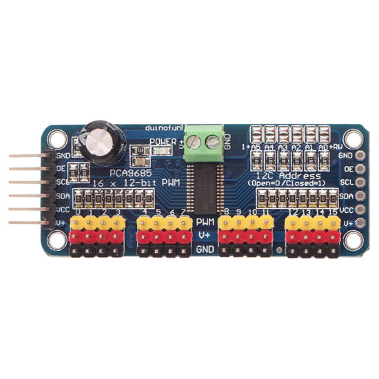 PCA9685 16‑Channel 12‑Bit PWM/Servo Driver (I²C Interface)
