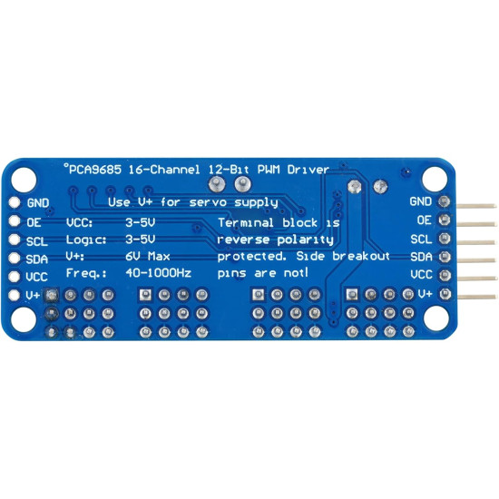 PCA9685 16‑Channel 12‑Bit PWM/Servo Driver (I²C Interface)