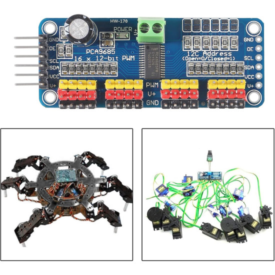 PCA9685 16‑Channel 12‑Bit PWM/Servo Driver (I²C Interface)