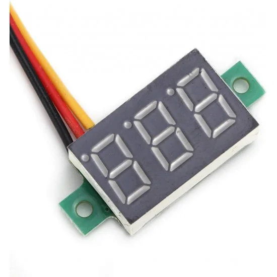 0.36 Inch 0-100V Three Wire DC Voltmeter Blue