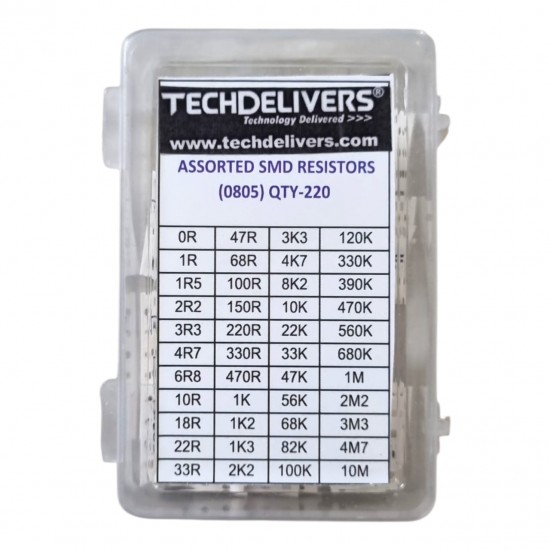 SMD Resistor Kit 0805 Size, 220 Pieces, 44Values 90, 5% Tolerance SMD Resistor Kit 0805 Size, 220 Pieces, 44Values 90, 5% Tolerance