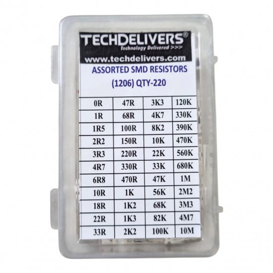 SMD Resistor Kit 1206 Size, 220 Pieces, 44Values 90, 5% Tolerance SMD Resistor Kit 1206 Size, 220 Pieces, 44Values 90, 5% Tolerance