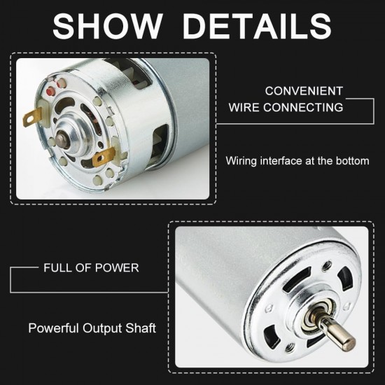 RS-775 DC Motor with Ball Bearing Round Shaft 12V - High Torque RS-775 DC Motor with Ball Bearing Round Shaft 12V - High Torque