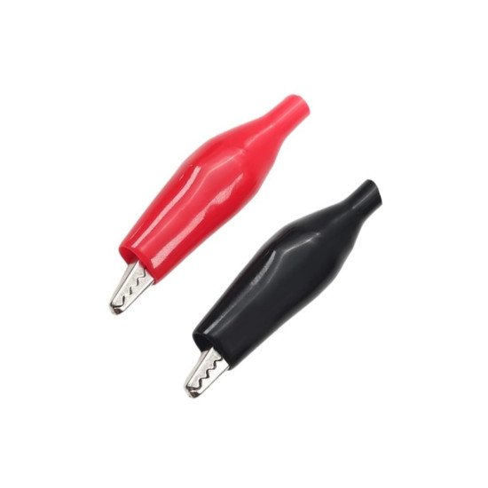 Crocodile Alligator Clip Sleeve 25mm Red & Black Pair Crocodile Alligator Clip Sleeve 25mm Red & Black Pair