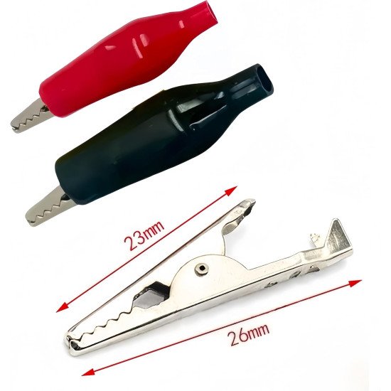 Crocodile Alligator Clip Sleeve 25mm Red & Black Pair Crocodile Alligator Clip Sleeve 25mm Red & Black Pair