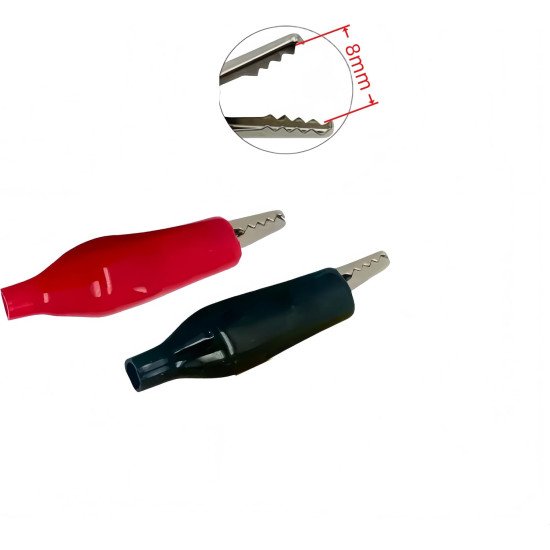 Crocodile Alligator Clip Sleeve 25mm Red & Black Pair Crocodile Alligator Clip Sleeve 25mm Red & Black Pair