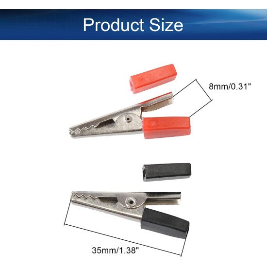 Crocodile Alligator Clip 30mm Red & Black Pair Crocodile Alligator Clip 30mm Red & Black Pair