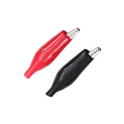 Crocodile Alligator Clip Sleeve 45mm Red & Black Pair
