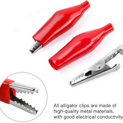 Crocodile Alligator Clip Sleeve 25mm Red & Black Pair