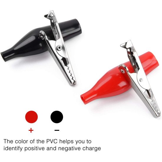 Crocodile Alligator Clip Sleeve 25mm Red & Black Pair Crocodile Alligator Clip Sleeve 25mm Red & Black Pair