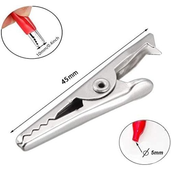 Crocodile Alligator Clip Sleeve 45mm Red & Black Pair Crocodile Alligator Clip Sleeve 45mm Red & Black Pair
