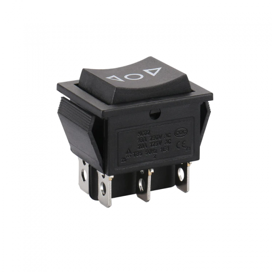 Rocker Switch Big 6 Pin 16A 250V DPDT Momentary (Spring Action)