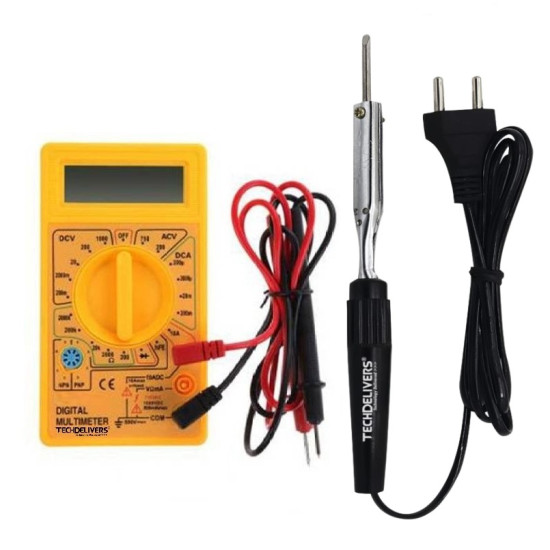 TECHDELIVERS® Soldering Iron Kit with Multimeter, Bakelite Handle Solder Iron 10 Watt