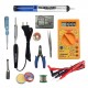 TECHDELIVERS® 10Watt Bakelite Handle Solder Iron Kit Set Full Multimeter, Cutter, Stand, Desoldering Pump, Wick, Soldering Wire Reel, Soldering Paste, Tweezer, Tester, Bit