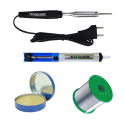 TECHDELIVERS® 10w Bakelite Soldering Iron Kit, Desoldering Pump, Soldering Wire Reel, Soldering Paste TECHDELIVERS® 10w Bakelite Soldering Iron Kit, Desoldering Pump, Soldering Wire Reel, Soldering Paste