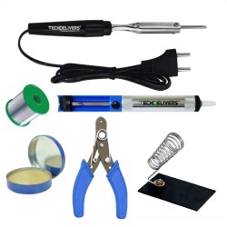 TECHDELIVERS® Bakelite Solder Iron 10w Kit, Desoldering Pump, Soldering Wire Reel, Soldering Paste, Stand, Cutter TECHDELIVERS® Bakelite Solder Iron 10w Kit, Desoldering Pump, Soldering Wire Reel, Soldering Paste, Stand, Cutter