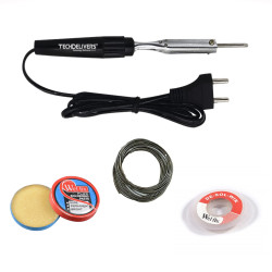 TECHDELIVERS® 10 watt Bakelite Soldering Iron Kit, Soldering Wire, Soldering Paste, Desolder Wick TECHDELIVERS® 10 watt Bakelite Soldering Iron Kit, Soldering Wire, Soldering Paste, Desolder Wick