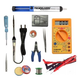 TECHDELIVERS® 15 Watt Solder Iron Kit Set Full Multimeter | Cutter | Stand | Desoldering Pump | Wick | Soldering Wire Reel | Soldering Paste | Tweezer | Tester | Bit TECHDELIVERS® 15 Watt Solder Iron Kit Set Full Multimeter | Cutter | Stand | Desoldering Pump | Wick | Soldering Wire Reel | Soldering Paste | Tweezer | Tester | Bit