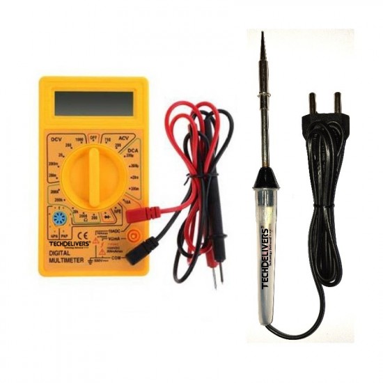 TECHDELIVERS® Soldering Iron Kit with Multimeter | Soldering iron 15 W Pointed Tip