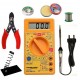 TECHDELIVERS® Digital Multimeter kit with Solder Iron | Cutter | Stand | Desoldering Wick | Soldering Wire Reel | Soldering Paste 15 Watt Pointed Tip Iron