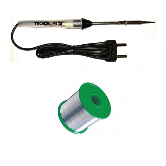 TECHDELIVERS® Mini Solder Iron 15w with 5meter Solder Wire (Pointed Tip)