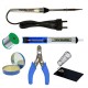 TECHDELIVERS® Mini Solder Iron 15w Kit | Desoldering Pump | Soldering Wire Reel | Soldering Paste | Stand | Cutter (Pointed Tip)