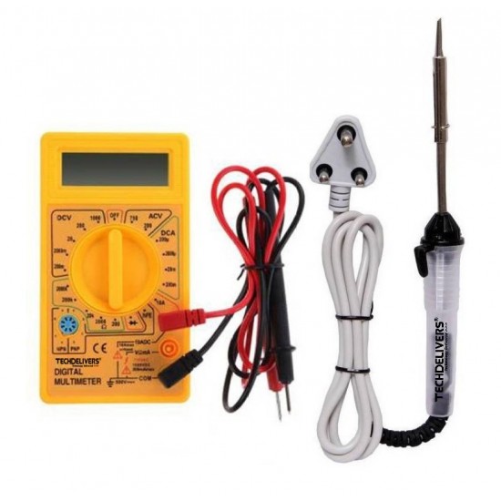 TECHDELIVERS® Beginner Basic Soldering Iron 25W with Digital Multimeter