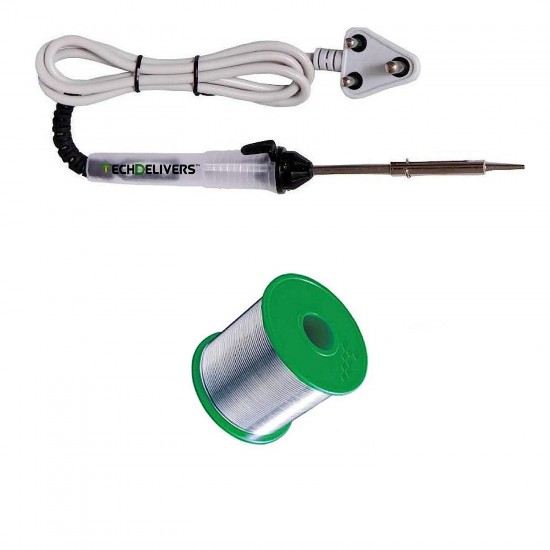 TECHDELIVERS Electric Soldering Iron 25watt with Solder Wire Reel (2 Piece Set)