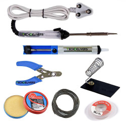 TECHDELIVERS 7in1 Electric 25Watt Soldering Iron Kit Set with Desoldering PUMP | WICK |Stand |Flux | Wire Stripper | Solder Wire for DIY/Crafts TECHDELIVERS 7in1 Electric 25Watt Soldering Iron Kit Set with Desoldering PUMP | WICK |Stand |Flux | Wire Stripper | Solder Wire for DIY/Crafts