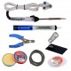 TECHDELIVERS 7in1 Electric 25Watt Soldering Iron Kit Set with Desoldering PUMP | WICK |Stand |Flux | Wire Stripper | Solder Wire for DIY/Crafts