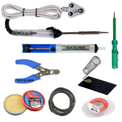 TECHDELIVERS 8in1 Electric 25Watt Soldering Tool Iron Kit Set with Desoldering PUMP | WICK |Stand |Paste | Wire Stripper | Solder Wire | Screw Driver Tester for DIY/Crafts TECHDELIVERS 8in1 Electric 25Watt Soldering Tool Iron Kit Set with Desoldering PUMP | WICK |Stand |Paste | Wire Stripper | Solder Wire | Screw Driver Tester for DIY/Crafts