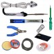 TECHDELIVERS 8in1 Electric 25Watt Soldering Tool Iron Kit Set with Desoldering PUMP | WICK |Stand |Paste | Wire Stripper | Solder Wire | Screw Driver Tester for DIY/Crafts