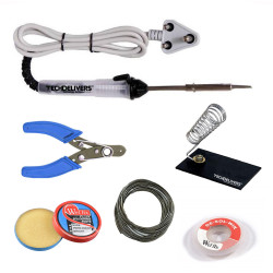 TECHDELIVERS 6in1 Electric 25Watt Soldering Iron Kit | WICK |Stand |Flux | Wire Stripper | Solder Wire for DIY/Crafts TECHDELIVERS 6in1 Electric 25Watt Soldering Iron Kit | WICK |Stand |Flux | Wire Stripper | Solder Wire for DIY/Crafts