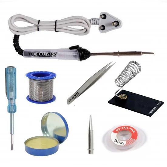 8in1 Basic 25W Soldering Iron Kit with 5 Meter Solder Wire, Flux, Stand ...