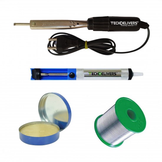 TECHDELIVERS® 35w Bakelite Soldering Iron Kit, Desoldering Pump, Soldering Wire Reel, Soldering Paste