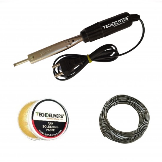 TECHDELIVERS® 35W Bakelite Handle Soldering Iron Kit 3 in one with Solder Wire and Paste