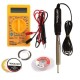 TECHDELIVERS® Soldering Iron Kit set with Multimeter, Soldering Wire, Paste, Desolder Wick, 35Watt Bakelite Handle