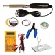 TECHDELIVERS® Multimeter kit with Solder Iron 35Watt Bakelite Handle, Cutter, Stand, Desoldering Wick, Soldering Wire, Paste