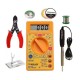 TECHDELIVERS® Digital Multimeter kit with Solder Iron, Cutter, Stand, Desoldering Wick, Soldering Wire Reel, Soldering Paste 35Watt Bakelite Handle