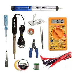 TECHDELIVERS® 35Watt Bakelite Handle Solder Iron Kit Set Full Multimeter, Cutter, Stand, Desoldering Pump, Wick, Soldering Wire Reel, Soldering Paste, Tweezer, Tester, Bit TECHDELIVERS® 35Watt Bakelite Handle Solder Iron Kit Set Full Multimeter, Cutter, Stand, Desoldering Pump, Wick, Soldering Wire Reel, Soldering Paste, Tweezer, Tester, Bit